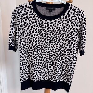 Ann Taylor Black and White Animal Print Top